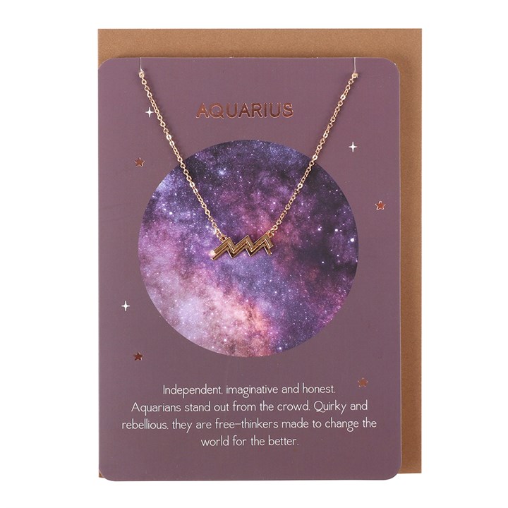 Aquarius Zodiac Necklace Card Aquarius Zodiac Necklace Card