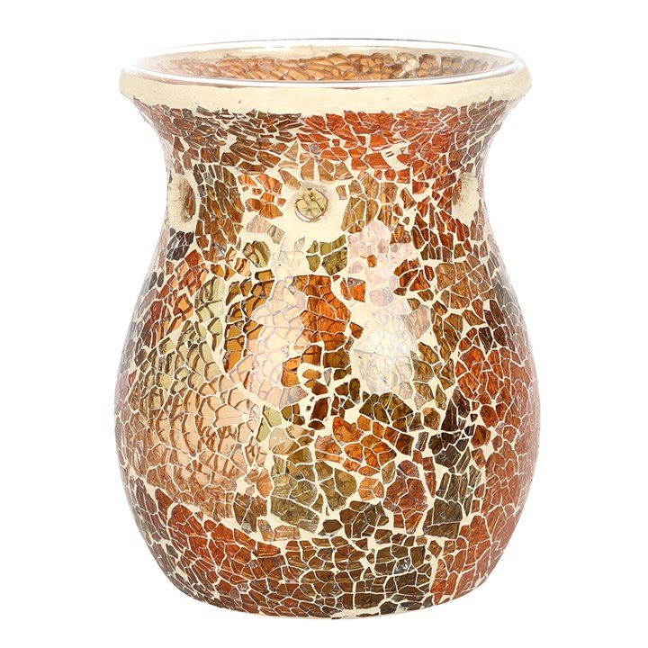 Large Brown Crackle Oil Burner Large Brown Crackle Oil Burner - Image 2