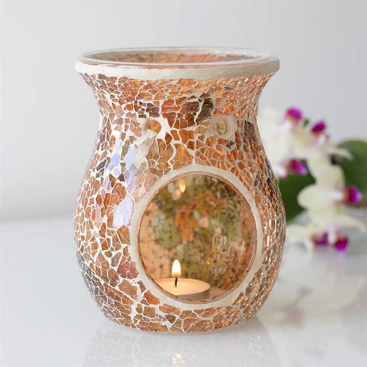 Large Brown Crackle Oil Burner Large Brown Crackle Oil Burner - Image 4