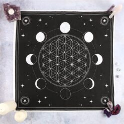 Alternative view of Moon Phase Crystal Grid Altar Cloth