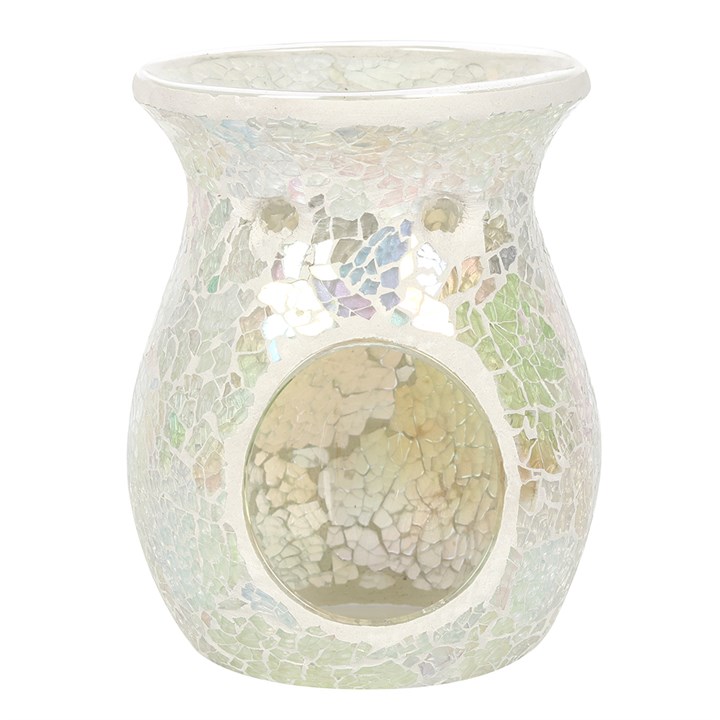 Large White Iridescent Crackle Oil Burner Large White Iridescent Crackle Oil Burner