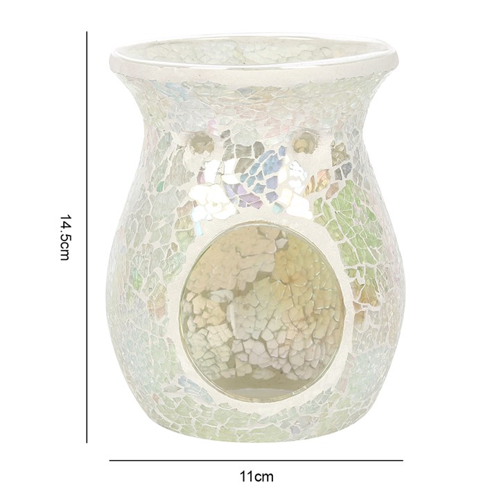 Large White Iridescent Crackle Oil Burner Large White Iridescent Crackle Oil Burner - Image 3