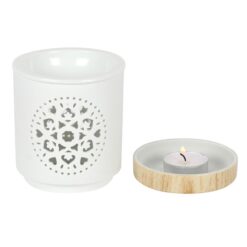 Alternative view of White Mandala Cut Out Oil Burner