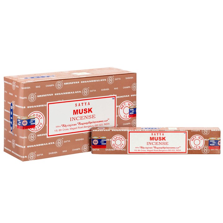 Set of 12 Packets of Musk Incense Sticks by Satya Set of 12 Packets of Musk Incense Sticks by Satya