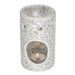 Alternative view of Silver Pillar Crackle Glass Oil Burner