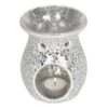 Large Silver Crackle Oil Burner