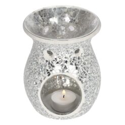 Alternative view of Large Silver Crackle Oil Burner
