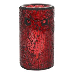 Alternative view of Red Pillar Crackle Glass Oil Burner