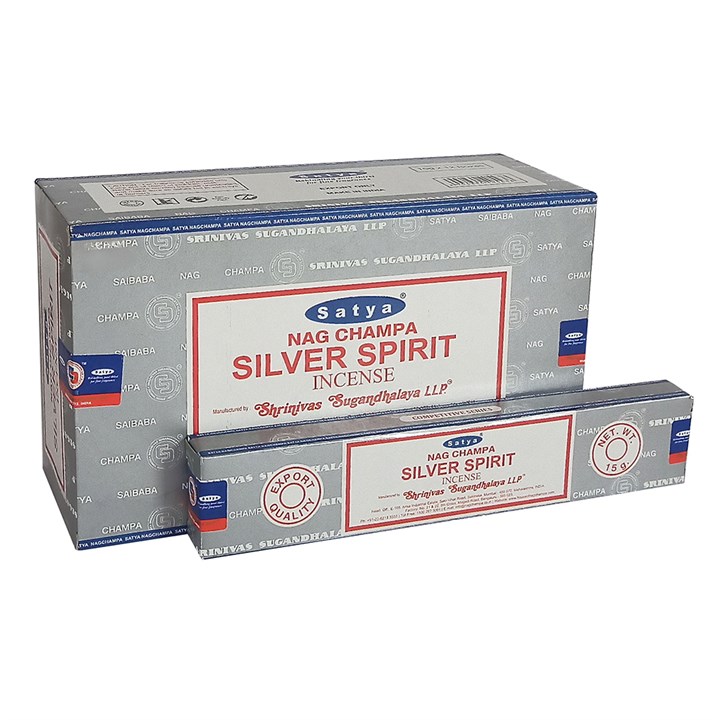Set of 12 Packets of Silver Spirit Incense Sticks by Satya Set of 12 Packets of Silver Spirit Incense Sticks by Satya