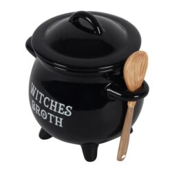 Alternative view of Witches Broth Cauldron Soup Bowl with Broom Spoon