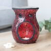 Large Red Crackle Glass Oil Burner Large Red Crackle Glass Oil Burner