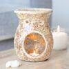 Large Gold Crackle Glass Oil Burner Large Gold Crackle Glass Oil Burner