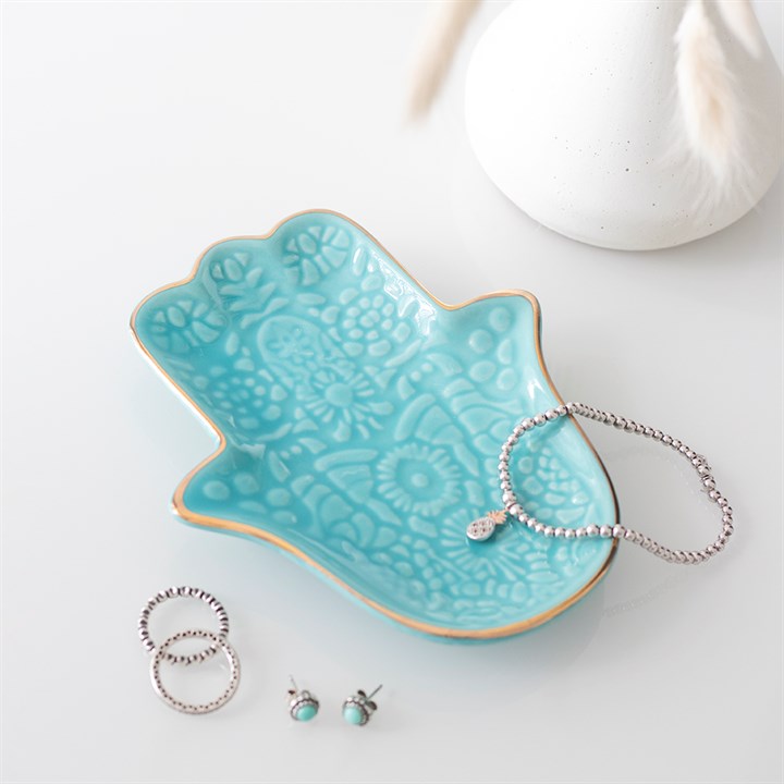 Turquoise Hamsa Hand Jewellery Dish Turquoise Hamsa Hand Jewellery Dish - Image 2