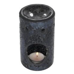 Alternative view of Black Crackle Glass Pillar Oil Burner