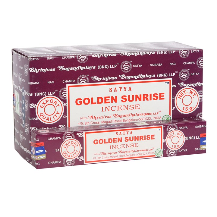 12 Packs of Golden Sunrise Incense Sticks by Satya 12 Packs of Golden Sunrise Incense Sticks by Satya