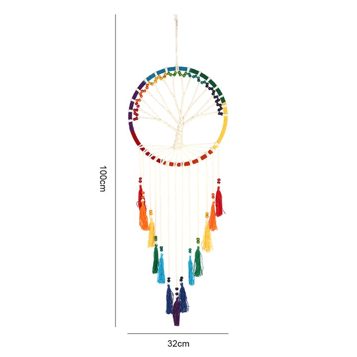 100cm Rainbow Beaded Tree of Life Dreamcatcher 100cm Rainbow Beaded Tree of Life Dreamcatcher - Image 2