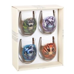 Alternative view of Set of 4 Elemental Stemless Wine Glasses by Anne Stokes