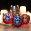Set of 4 Elemental Stemless Wine Glasses by Anne Stokes Set of 4 Elemental Stemless Wine Glasses by Anne Stokes