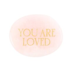 Alternative view of You Are Loved Rose Quartz Crystal Palm Stone