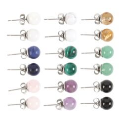 Alternative view of Set of 9 Semi Precious Crystal Earrings