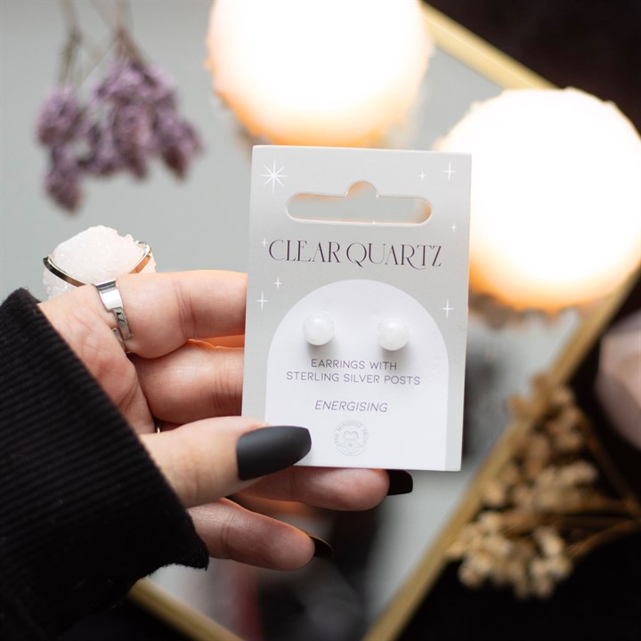 Clear Quartz Semi Precious Crystal Earrings Clear Quartz Semi Precious Crystal Earrings - Image 4