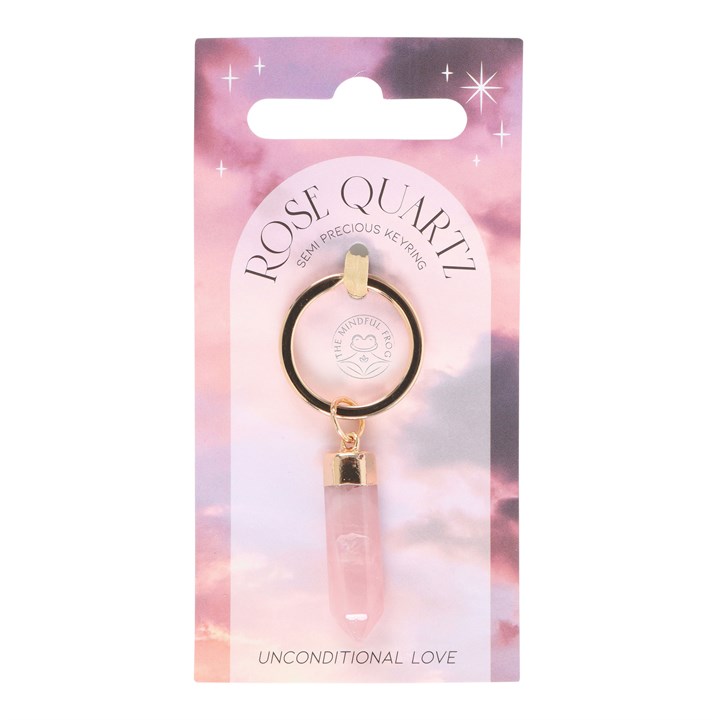 Rose Quartz Semi Precious Crystal Keyring Rose Quartz Semi Precious Crystal Keyring