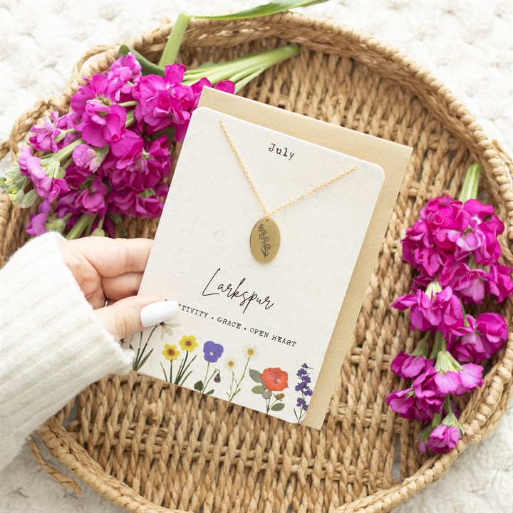 July Larkspur Birth Flower Necklace Card July Larkspur Birth Flower Necklace Card - Image 5