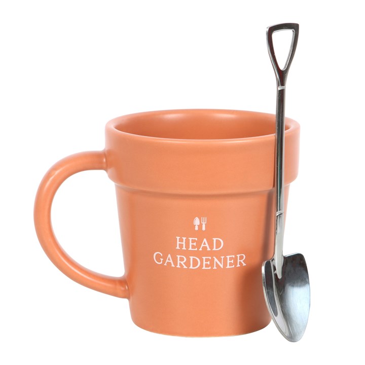 Head Gardener Ceramic Plant Pot Mug and Spoon Head Gardener Ceramic Plant Pot Mug and Spoon