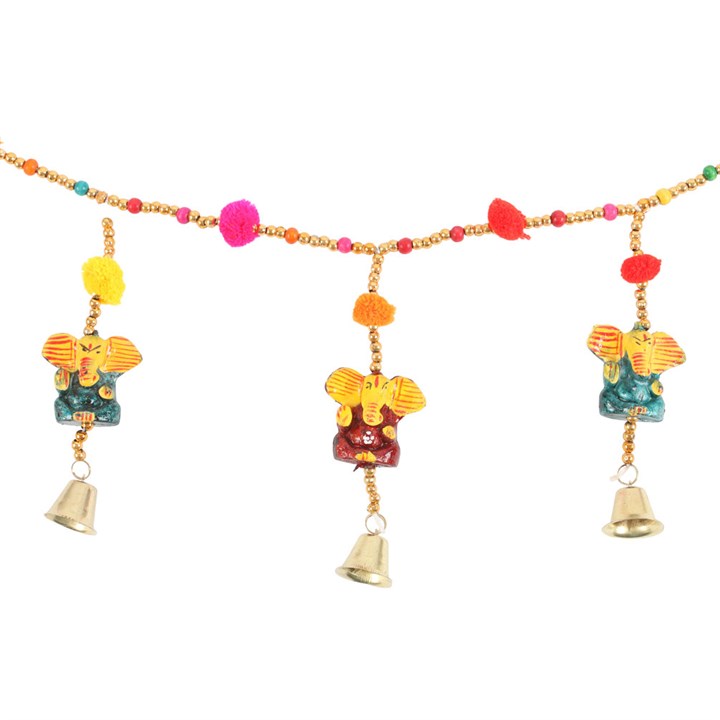 Hanging Ganesh Garland with Beads and Bells Hanging Ganesh Garland with Beads and Bells