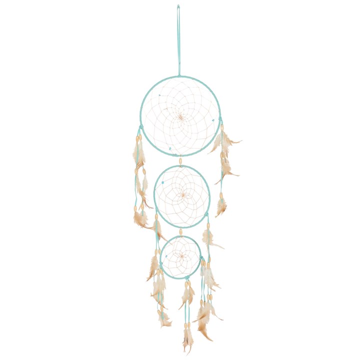 Light Blue Triple Dreamcatcher with Feathers Light Blue Triple Dreamcatcher with Feathers
