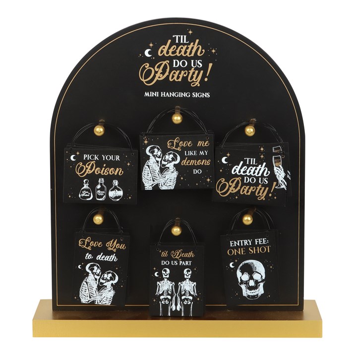 Set of 36 Til Death Do Us Party Mini Signs on Display Set of 36 Til Death Do Us Party Mini Signs on Display