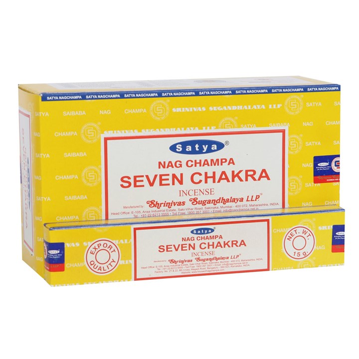 12 Packs of Seven Chakra Incense Sticks by Satya 12 Packs of Seven Chakra Incense Sticks by Satya
