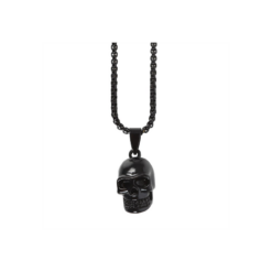 Alternative view of Black Stainless Steel Skull Necklace