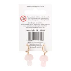 Alternative view of Rose Quartz Crystal Mushroom Earrings