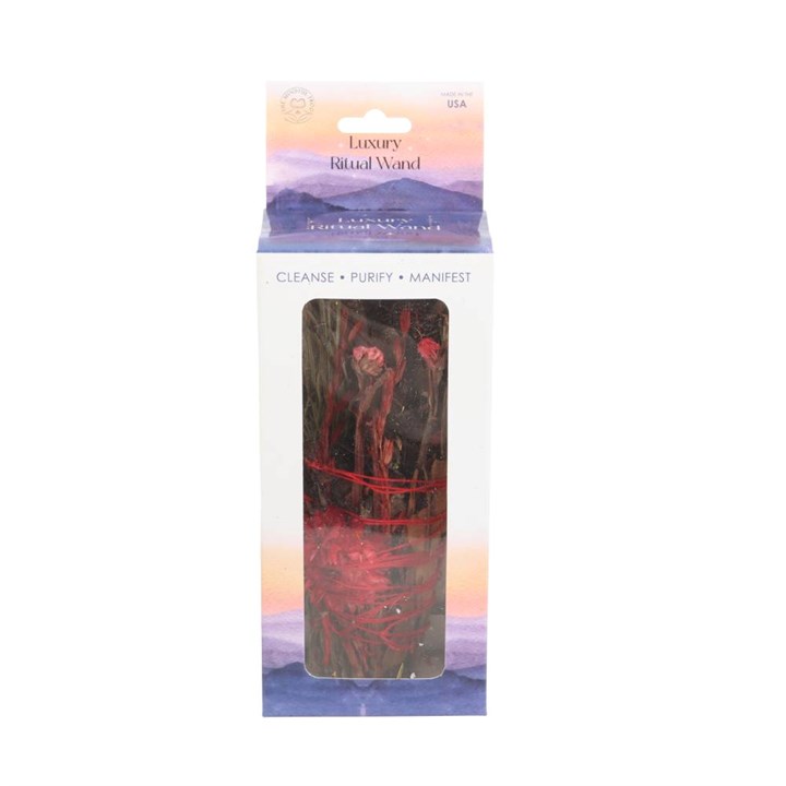6in Ritual Wand Smudge Stick with Rosemary and Red Flowers 6in Ritual Wand Smudge Stick with Rosemary and Red Flowers - Image 3