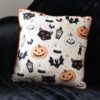 35cm Square Spooky Cat and Pumpkin Print Cushion 35cm Square Spooky Cat and Pumpkin Print Cushion