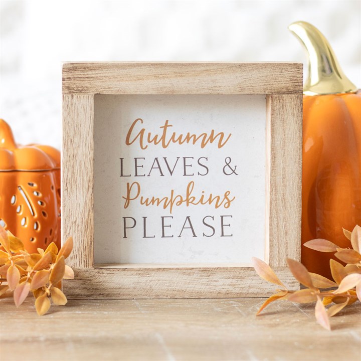 Autumn Leaves & Pumpkins Please Wooden Frame Sign Autumn Leaves & Pumpkins Please Wooden Frame Sign - Image 4