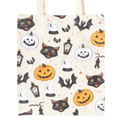 Alternative view of Spooky Cat and Pumpkin Print Polycotton Tote Bag