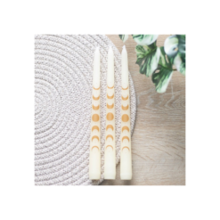 Alternative view of Set of 3 Off White Moon Phases Taper Dinner Candles