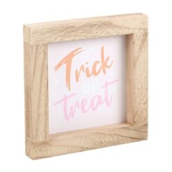 Alternative view of Pink Trick or Treat Wooden Frame Sign