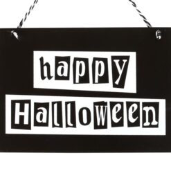 Alternative view of Black and White Happy Halloween Hanging Sign