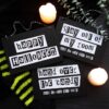 Black and White Happy Halloween Hanging Sign