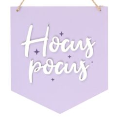 Alternative view of Purple Hocus Pocus Hanging Sign