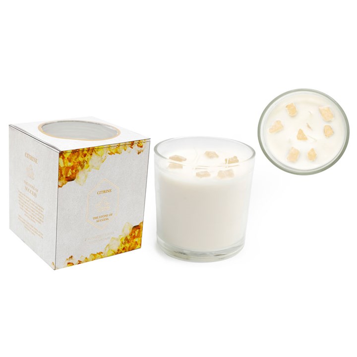 12cm Summer Garden Candle with Yellow Citrine Crystals 12cm Summer Garden Candle with Yellow Citrine Crystals