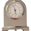 Miniature Clock Silvertone Plated Metal Solid Brass