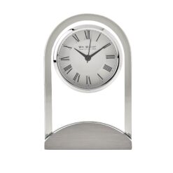 Glass Panel Aluminium Base Mantel Clock