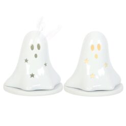 Ceramic Ghost Tealight and Incense Cone Holder