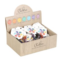 Alternative view of Set of 24 Chakra Crystal Chip Bracelets in Display Box