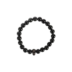 Alternative view of Black Obsidian Skull Bracelet
