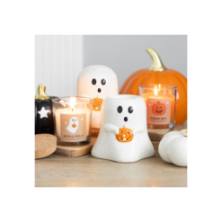 Alternative view of Ghost Shaped Oil Burner with Pumpkin